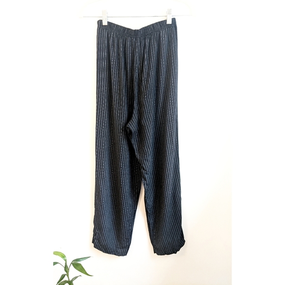 Vtg 90s Navy/Black Striped High Rise Palazzo Pants - Picture 2 of 11